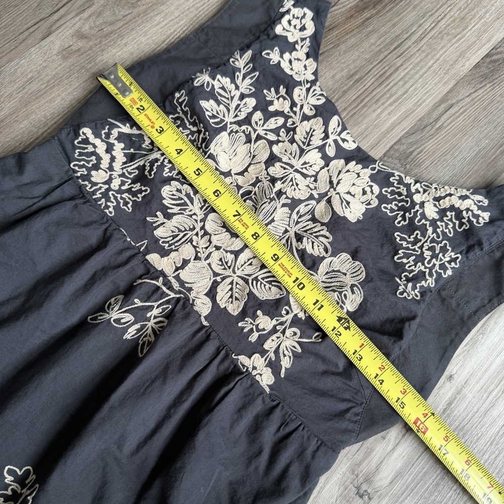 J.Crew Gray Cotton Embroidered Floral Sleeveless Shift Pocket Dress Sz‎ 2 - Picture 8 of 9